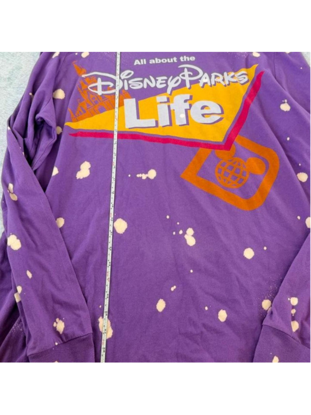 Disney Parks Life All About the Magic Long Sleeve Tee with white splatter paint